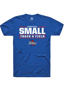 Anastasia Small  Tulsa Golden Hurricane Blue Rally NIL Stacked Box Short Sleeve T Shirt