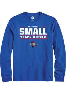 Anastasia Small  Tulsa Golden Hurricane Blue Rally NIL Stacked Box Long Sleeve T Shirt