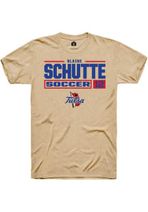 blaine schutte  Tulsa Golden Hurricane Tan Rally NIL Stacked Box Short Sleeve T Shirt