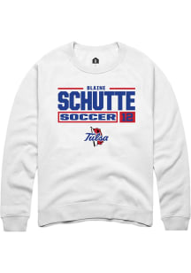 blaine schutte  Rally Tulsa Golden Hurricane Mens White NIL Stacked Box Long Sleeve Crew Sweatshir..