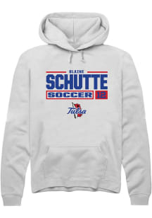blaine schutte  Rally Tulsa Golden Hurricane Mens White NIL Stacked Box Long Sleeve Hoodie