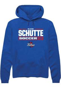 blaine schutte  Rally Tulsa Golden Hurricane Mens Blue NIL Stacked Box Long Sleeve Hoodie