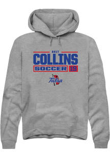 Brit Collins  Rally Tulsa Golden Hurricane Mens Graphite NIL Stacked Box Long Sleeve Hoodie