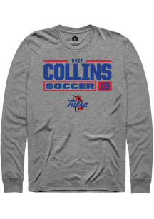 Brit Collins  Tulsa Golden Hurricane Graphite Rally NIL Stacked Box Long Sleeve T Shirt