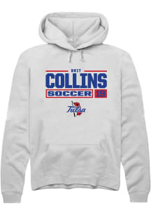 Brit Collins  Rally Tulsa Golden Hurricane Mens White NIL Stacked Box Long Sleeve Hoodie