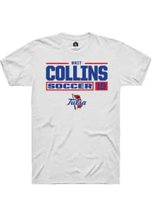 Brit Collins  Tulsa Golden Hurricane White Rally NIL Stacked Box Short Sleeve T Shirt