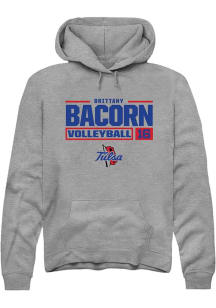 Brittany Bacorn  Rally Tulsa Golden Hurricane Mens Graphite NIL Stacked Box Long Sleeve Hoodie