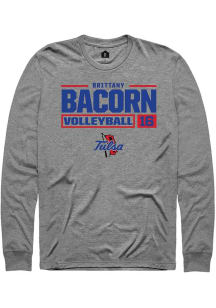 Brittany Bacorn  Tulsa Golden Hurricane Graphite Rally NIL Stacked Box Long Sleeve T Shirt