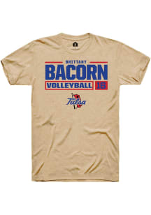 Brittany Bacorn  Tulsa Golden Hurricane Tan Rally NIL Stacked Box Short Sleeve T Shirt