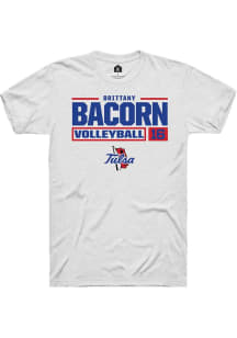 Brittany Bacorn  Tulsa Golden Hurricane White Rally NIL Stacked Box Short Sleeve T Shirt