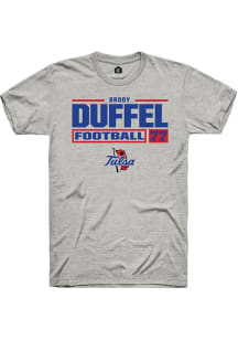 Brody Duffel  Tulsa Golden Hurricane Ash Rally Football NIL Stacked Box Short Sleeve T Shirt