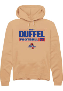 Brody Duffel  Rally Tulsa Golden Hurricane Mens Gold Football NIL Stacked Box Long Sleeve Hoodie