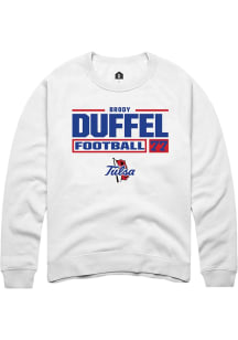 Brody Duffel  Rally Tulsa Golden Hurricane Mens White Football NIL Stacked Box Long Sleeve Crew Sw..