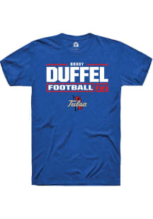 Brody Duffel  Tulsa Golden Hurricane Blue Rally Football NIL Stacked Box Short Sleeve T Shirt