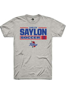 Carlito Saylon  Tulsa Golden Hurricane Ash Rally NIL Stacked Box Short Sleeve T Shirt