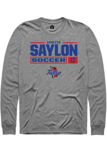 Carlito Saylon  Tulsa Golden Hurricane Graphite Rally NIL Stacked Box Long Sleeve T Shirt