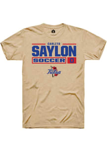 Carlito Saylon  Tulsa Golden Hurricane Tan Rally NIL Stacked Box Short Sleeve T Shirt