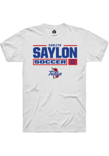 Carlito Saylon  Tulsa Golden Hurricane White Rally NIL Stacked Box Short Sleeve T Shirt