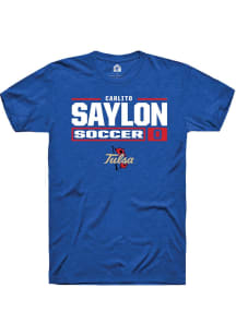Carlito Saylon  Tulsa Golden Hurricane Blue Rally NIL Stacked Box Short Sleeve T Shirt