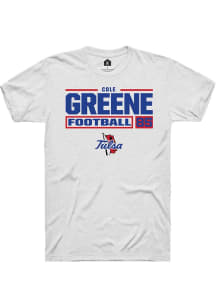 Cole Greene  Tulsa Golden Hurricane White Rally Football NIL Stacked Box Short Sleeve T Shirt