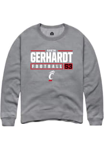 Gavin Gerhardt  Rally Cincinnati Bearcats Mens Graphite NIL Stacked Box Long Sleeve Crew Sweatshir..