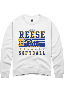 Mackenzie Reese  Rally Pitt Panthers Mens White NIL Striped Long Sleeve Crew Sweatshirt