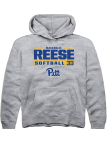 Mackenzie Reese  Rally Pitt Panthers Youth Grey NIL Stacked Box Long Sleeve Hoodie