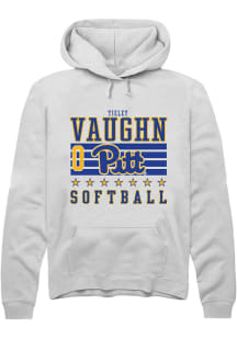 Tieley Vaughn  Rally Pitt Panthers Mens White NIL Striped Long Sleeve Hoodie