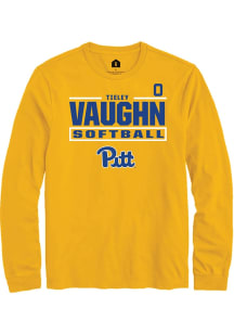 Tieley Vaughn  Pitt Panthers Gold Rally NIL Stacked Box Long Sleeve T Shirt