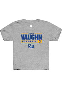 Tieley Vaughn  Rally Pitt Panthers Youth Grey NIL Stacked Box Short Sleeve T-Shirt