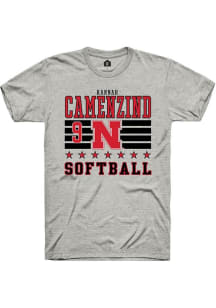 Hannah Camenzind  Nebraska Cornhuskers Ash Rally NIL Striped Short Sleeve T Shirt