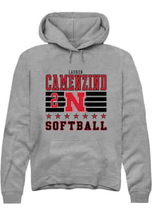 Lauren Camenzind  Rally Nebraska Cornhuskers Mens Grey NIL Striped Long Sleeve Hoodie