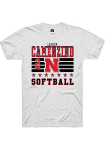 Lauren Camenzind  Nebraska Cornhuskers White Rally NIL Striped Short Sleeve T Shirt