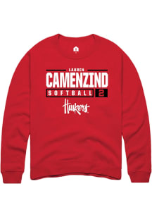 Lauren Camenzind  Rally Nebraska Cornhuskers Mens Red NIL Stacked Box Long Sleeve Crew Sweatshirt