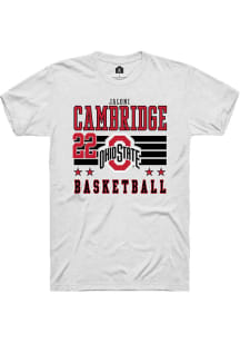 Jaloni Cambridge  Ohio State Buckeyes White Rally NIL Striped Short Sleeve T Shirt