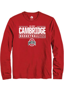 Jaloni Cambridge  Ohio State Buckeyes Red Rally NIL Stacked Box Long Sleeve T Shirt