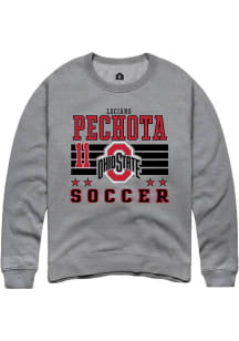 Luciano Pechota  Rally Ohio State Buckeyes Mens Grey NIL Striped Long Sleeve Crew Sweatshirt