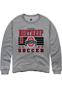Peighton Northrup  Rally Ohio State Buckeyes Mens Grey NIL Striped Long Sleeve Crew Sweatshirt