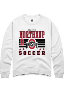 Peighton Northrup  Rally Ohio State Buckeyes Mens White NIL Striped Long Sleeve Crew Sweatshirt