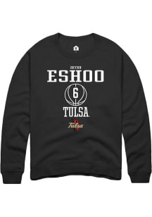 Brynn Eshoo  Rally Tulsa Golden Hurricane Mens Black NIL Sport Icon Long Sleeve Crew Sweatshirt