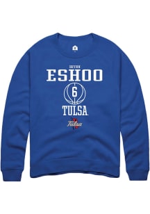 Brynn Eshoo  Rally Tulsa Golden Hurricane Mens Blue NIL Sport Icon Long Sleeve Crew Sweatshirt