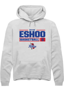 Brynn Eshoo  Rally Tulsa Golden Hurricane Mens White NIL Stacked Box Long Sleeve Hoodie