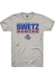 Danica Swetz  Tulsa Golden Hurricane Ash Rally NIL Stacked Box Short Sleeve T Shirt