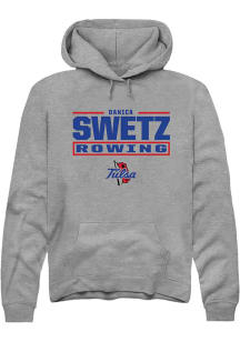 Danica Swetz  Rally Tulsa Golden Hurricane Mens Graphite NIL Stacked Box Long Sleeve Hoodie