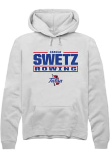 Danica Swetz  Rally Tulsa Golden Hurricane Mens White NIL Stacked Box Long Sleeve Hoodie