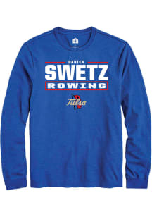 Danica Swetz  Tulsa Golden Hurricane Blue Rally NIL Stacked Box Long Sleeve T Shirt