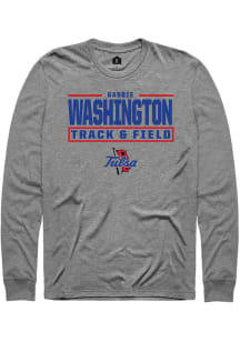 Gabbie Washington  Tulsa Golden Hurricane Graphite Rally NIL Stacked Box Long Sleeve T Shirt