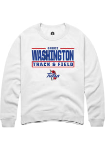 Gabbie Washington  Rally Tulsa Golden Hurricane Mens White NIL Stacked Box Long Sleeve Crew Sweats..
