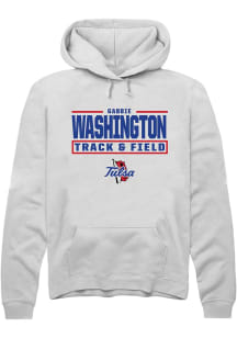 Gabbie Washington  Rally Tulsa Golden Hurricane Mens White NIL Stacked Box Long Sleeve Hoodie