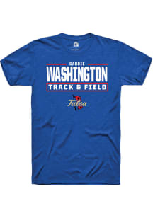 Gabbie Washington  Tulsa Golden Hurricane Blue Rally NIL Stacked Box Short Sleeve T Shirt